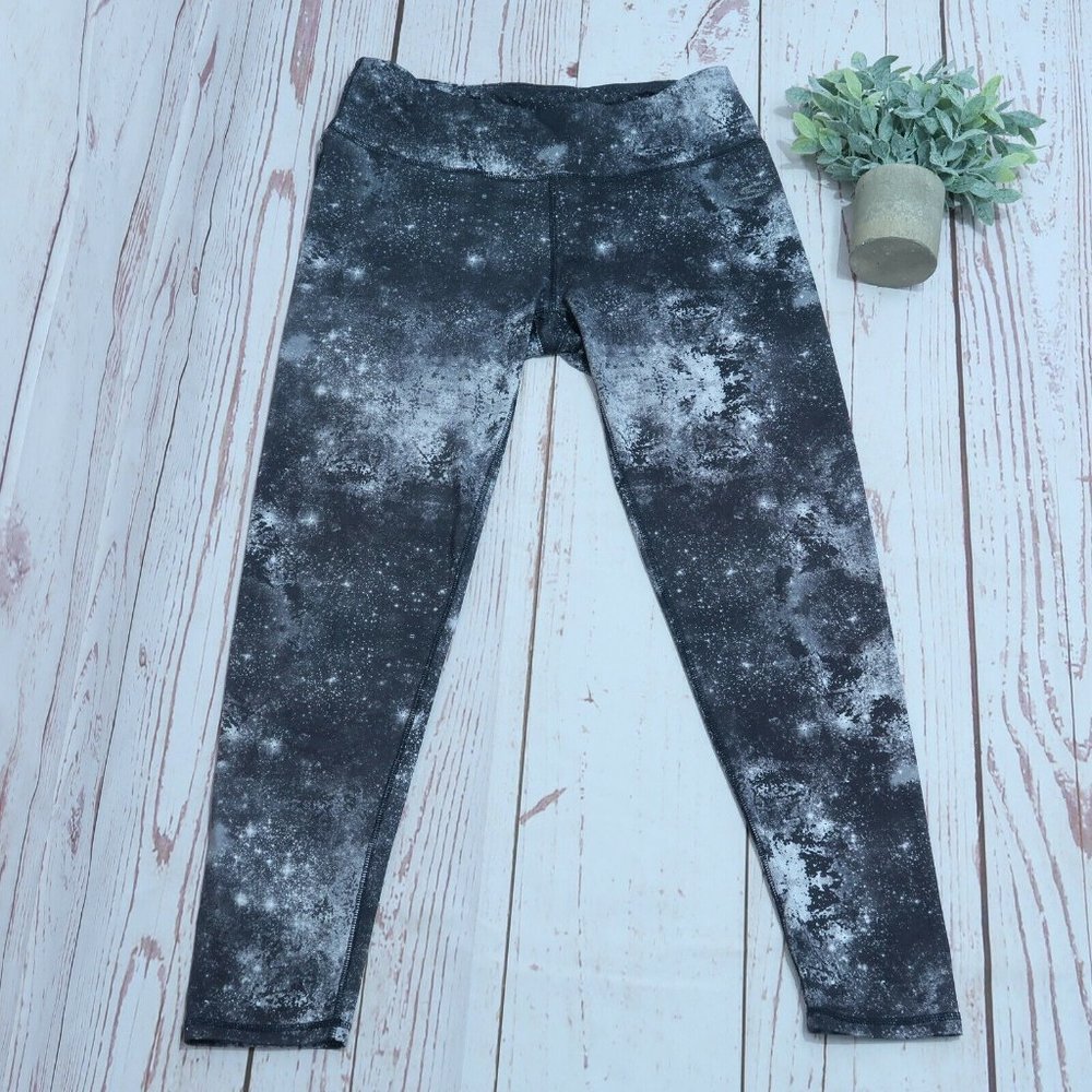 Skechers Galaxy Black White Workout Gym Leggings Woemns Size Large - Picture 1 of 7